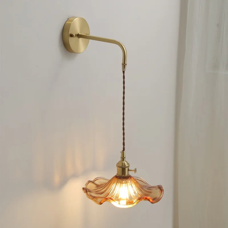 Afralia™ Amber Glass LED Wall Sconce for Home Indoor Lighting