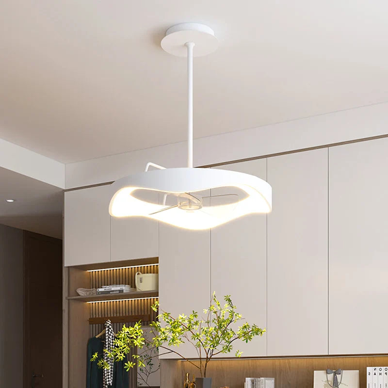 Afralia™ Modern Fan Chandelier LED Ceiling Light with Remote Control - Bedroom Kitchen Lighting