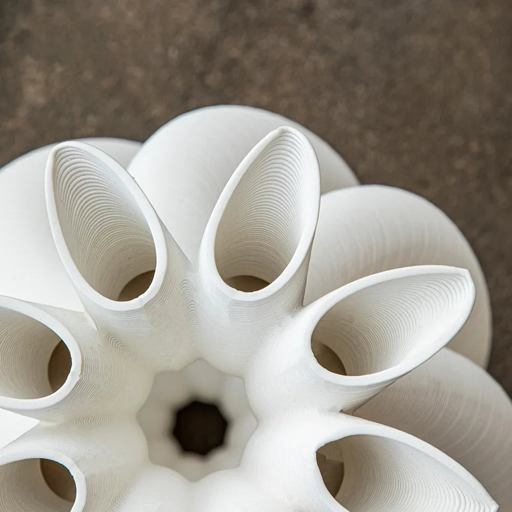 Afralia™ Geometric Ceramic Spiral Vase Set for Home Decor and Floral Arrangement