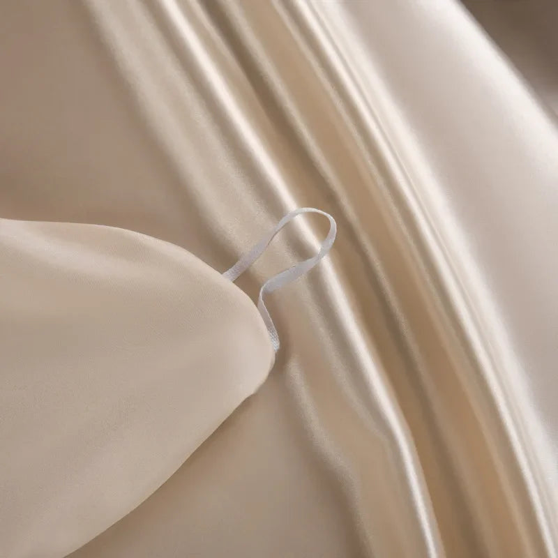 Afralia™ Mulberry Silk Queen King Duvet Cover Solid Color Silky Comforter