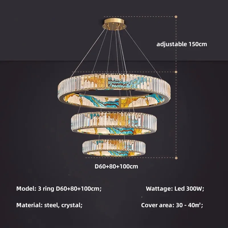 Afralia™ Circle Steel LED Pendant Chandelier, Modern Dimmable Lighting for Living Room Home Decor