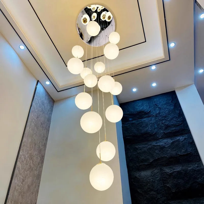 Afralia™ Crystal Chandelier Stair Pendant Light Modern Interior Lighting for Living Room