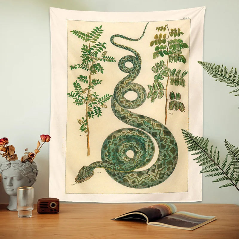 Afralia™ Celestial Snake Tapestry Wall Hanging - Hippie Botanical Dorm Decor