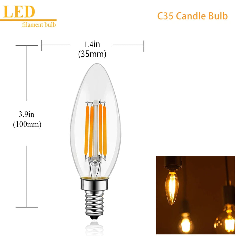 Afralia™ C35 LED Dimmable Glass Edison Bulbs 4W 6W 2700K 6000K Chandelier Lamp 110V 220V