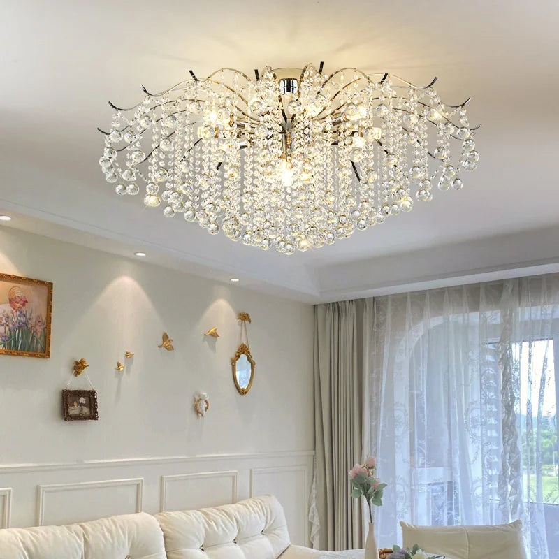 Afralia™ Chrome LED Ceiling Lights E14 Chandelier for Living Room Home Decor