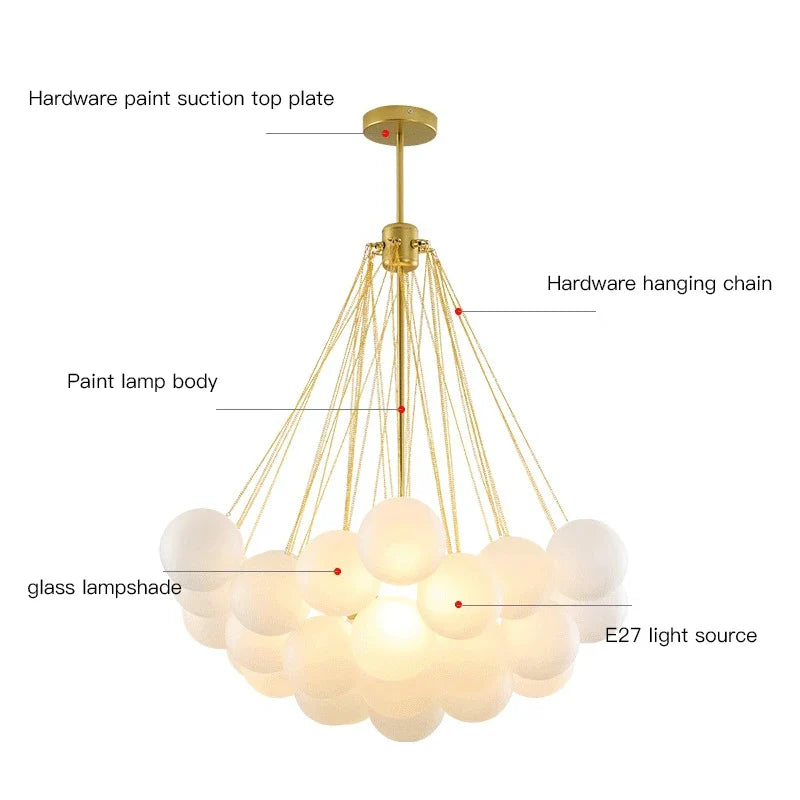 Afralia™ Frosted Glass Ball LED Chandelier in Gold/Black for Dining Room & Bedroom