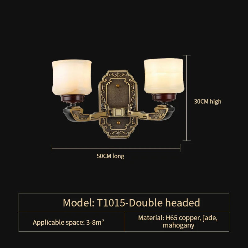 Afralia™ Luxury Copper Marble Chandelier for Living Room in New Chinese Style