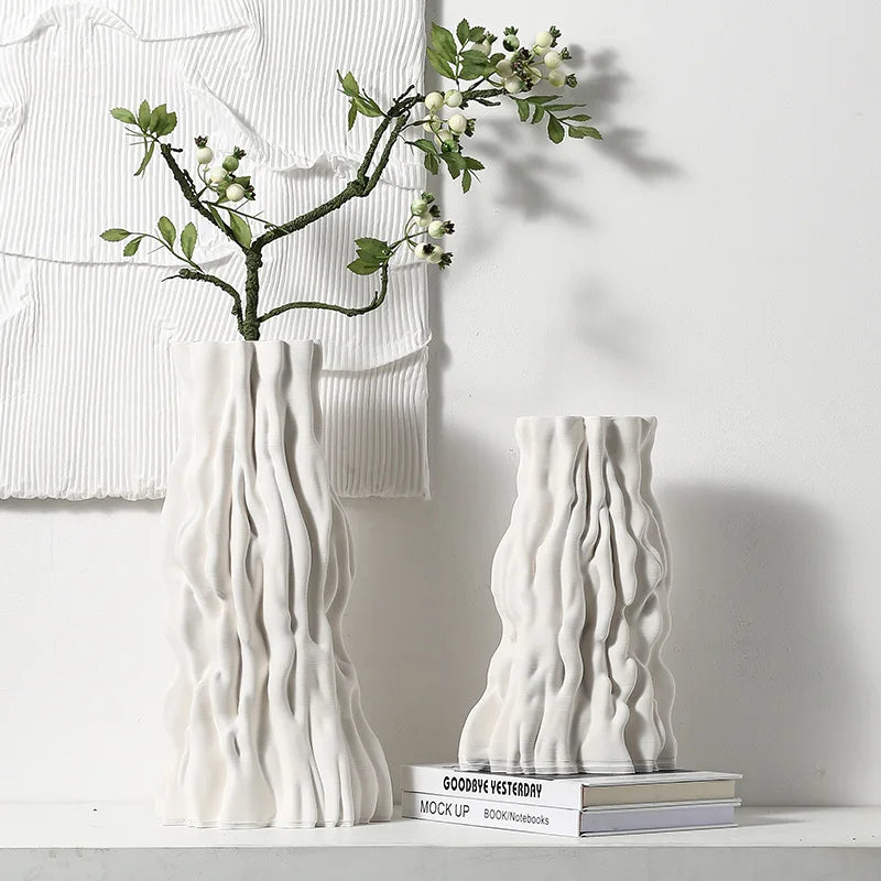 Afralia™ Abstract Irregular Trunk Fold Ceramic Vase for Home Decor