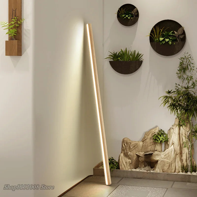 Afralia™ Luxury Walnut Wood Floor Lamp: Minimalist Nordic LED Standing Light