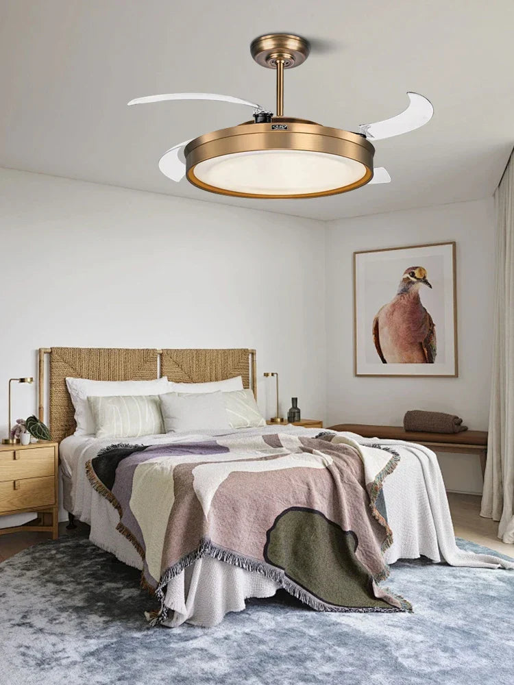 Afralia™ Modern LED Ceiling Fan Light with Remote Control and Reversible Blade for Bedroom