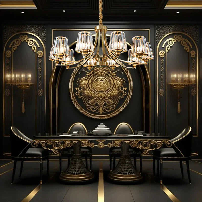 Afralia™ Nordic Retro Gold LED Pendant Chandelier for Luxurious Living Room Decor