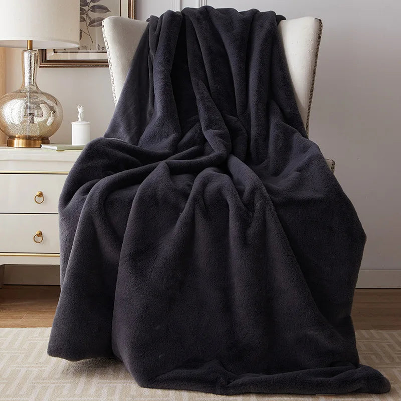 Afralia™ Faux Fox Fur Plush Blanket: Ultra Soft, Warm, and Luxurious for Office, Sofa, and Travel