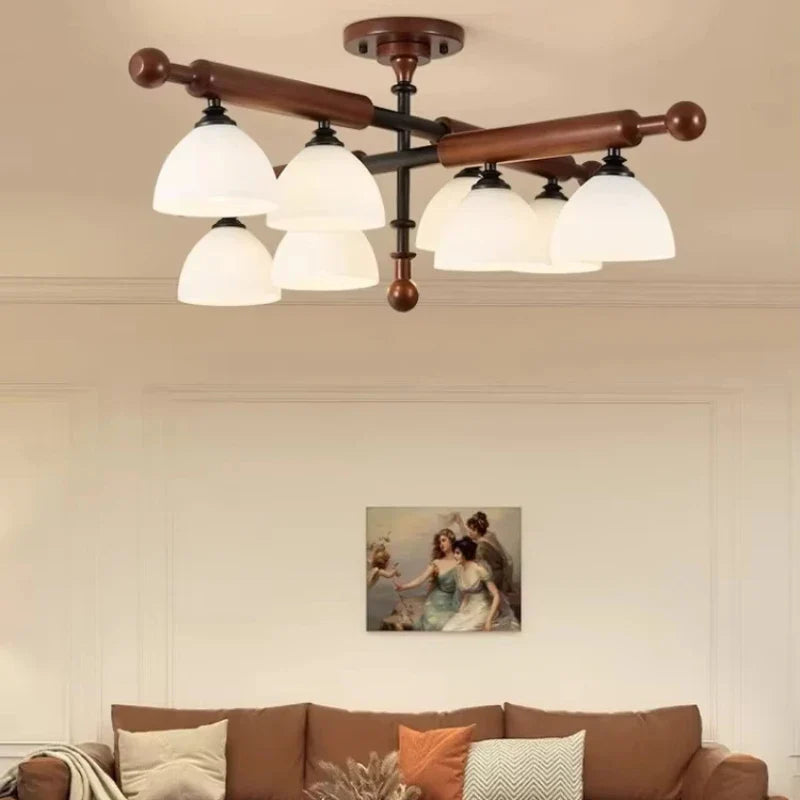 Afralia™ Wood Pendant Light Retro Design LED Chandelier for Home Decor and Lighting