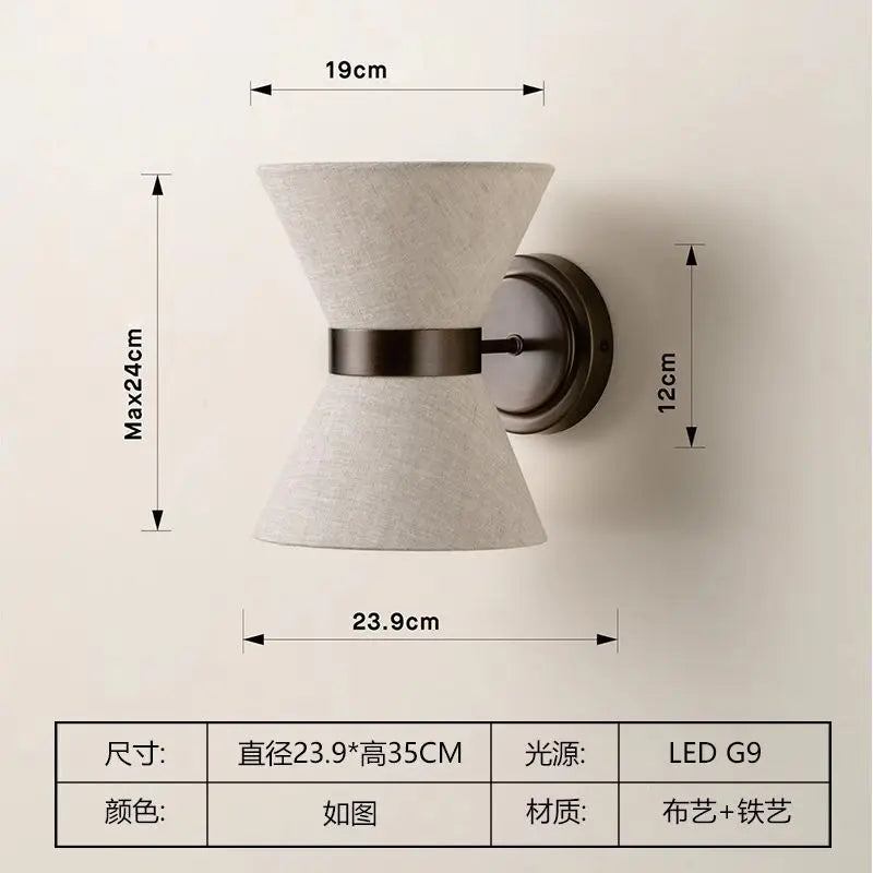 Afralia™ Wabi-sabi Cloth Wall Lamp Simple Japanese Style Living Room Bedroom Light