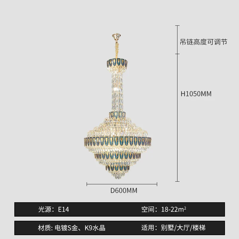 Afralia™ Crystal Chandelier for High-End Designer Duplex Living Room