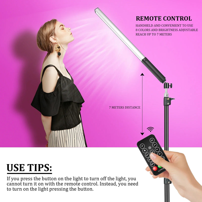 Afralia™ LED Light Wand RGB Stick with Tripod Remote Control Handheld Lamp