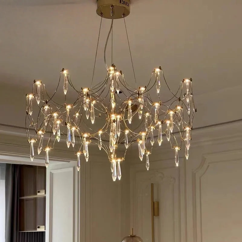 Afralia™ Starry Crystal Chandelier Ceiling Light Luxury Modern for Living Room Bedroom Restaurant