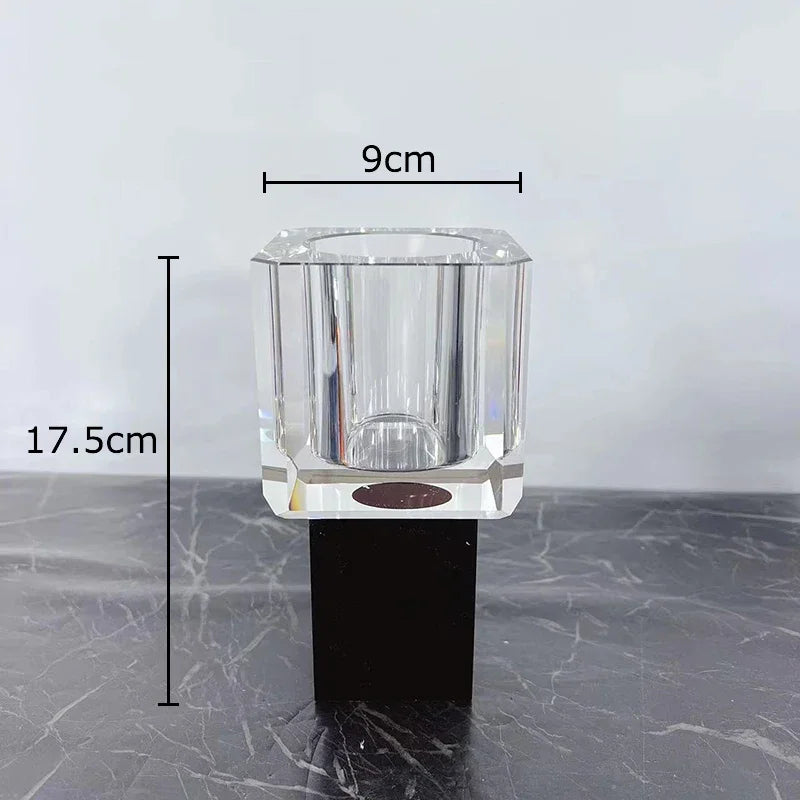 Afralia™ Geometric Square Glass Vase Artificial Flowers Modern Floral Arrangement