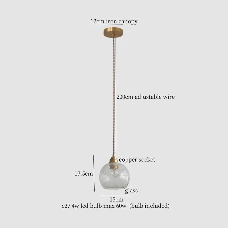 Afralia™ Cracked Glass LED Pendant Light for Cafe Bar Kitchen Living Room