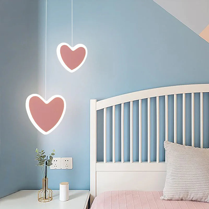 Afralia™ Heart Blossom Butterfly LED Chandelier for Children's Room