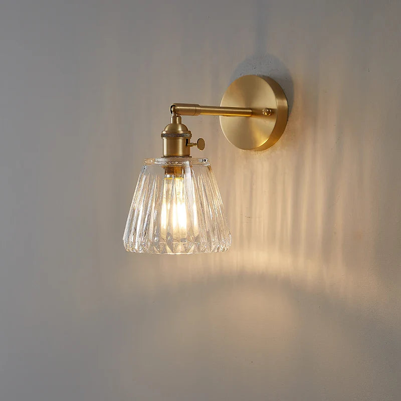 Afralia™ Glass Copper Wall Lights Up Down Rotate Study Cafe, Nordic Modern Bedside Lamp