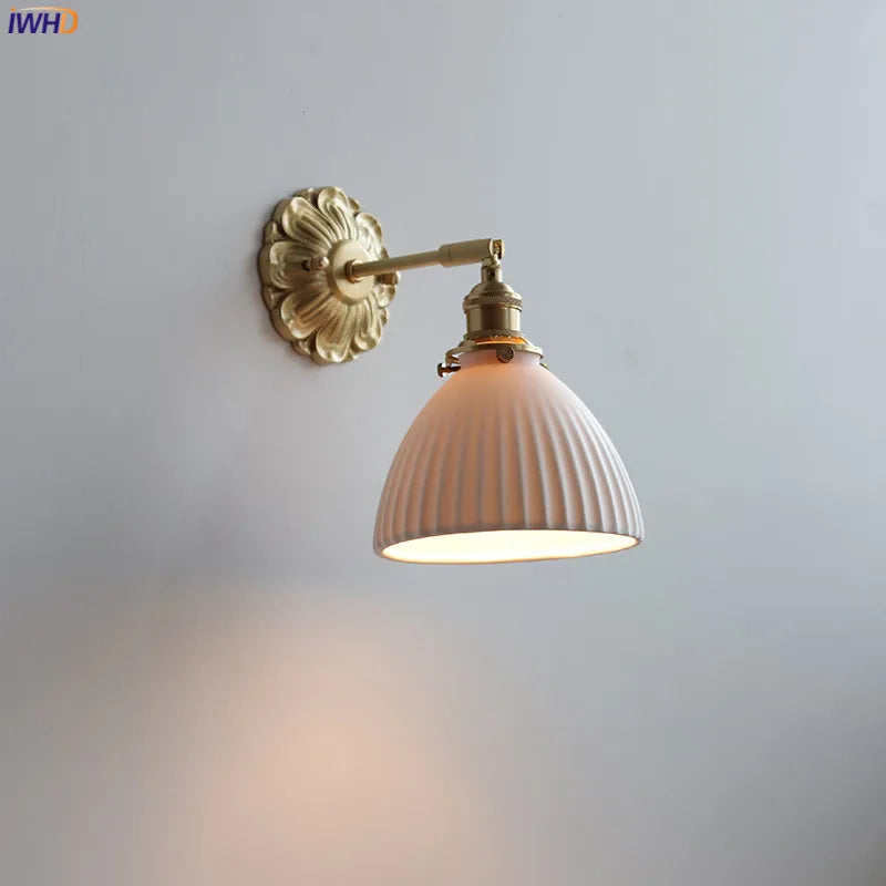 Afralia™ White Ceramic LED Wall Light for Living Room Bedroom Bathroom Nordic Design