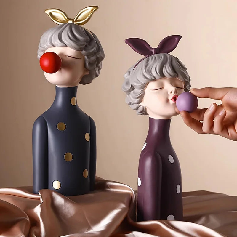 Afralia™ Bubble Gum Girl Statue: Modern Room Decor & Birthday Gift