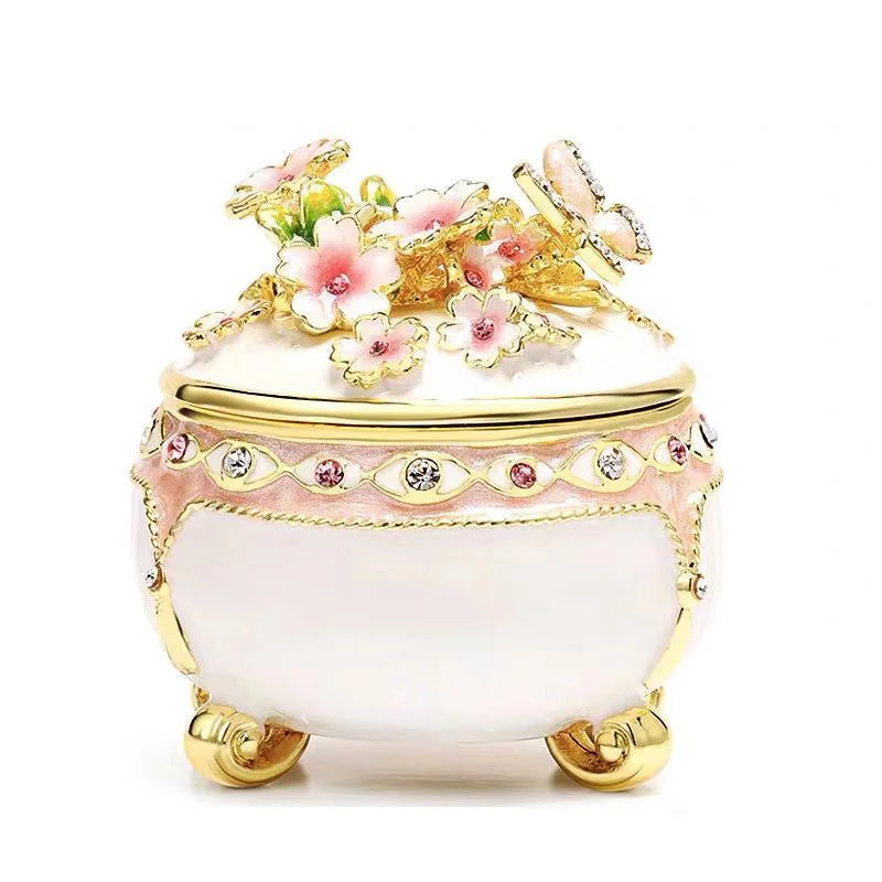 Afralia™ Cherry Blossom Jewelry Trinket Box: Wedding Ring Holder & Dressing Table Decor