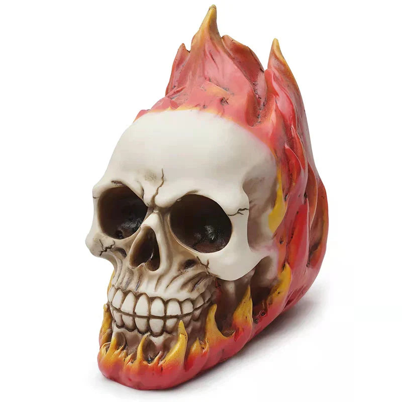 Afralia™ Flame Skull Resin Statue - Halloween Horror Party Decor & Interior Ornament