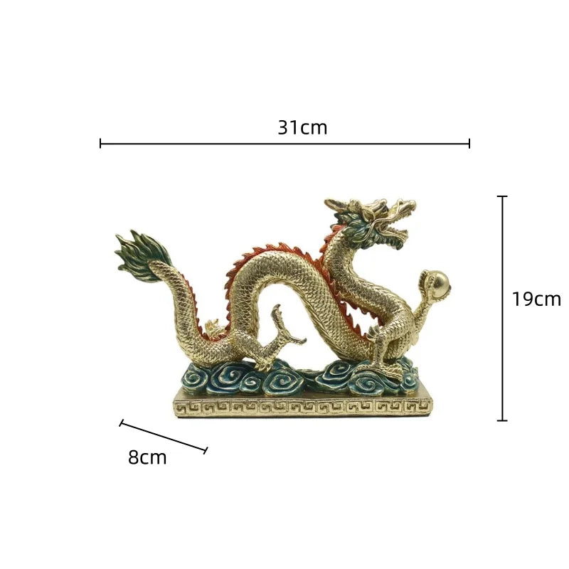 Afralia™ Chinese Dragon Resin Sculpture - Zodiac Home Decor Accessory