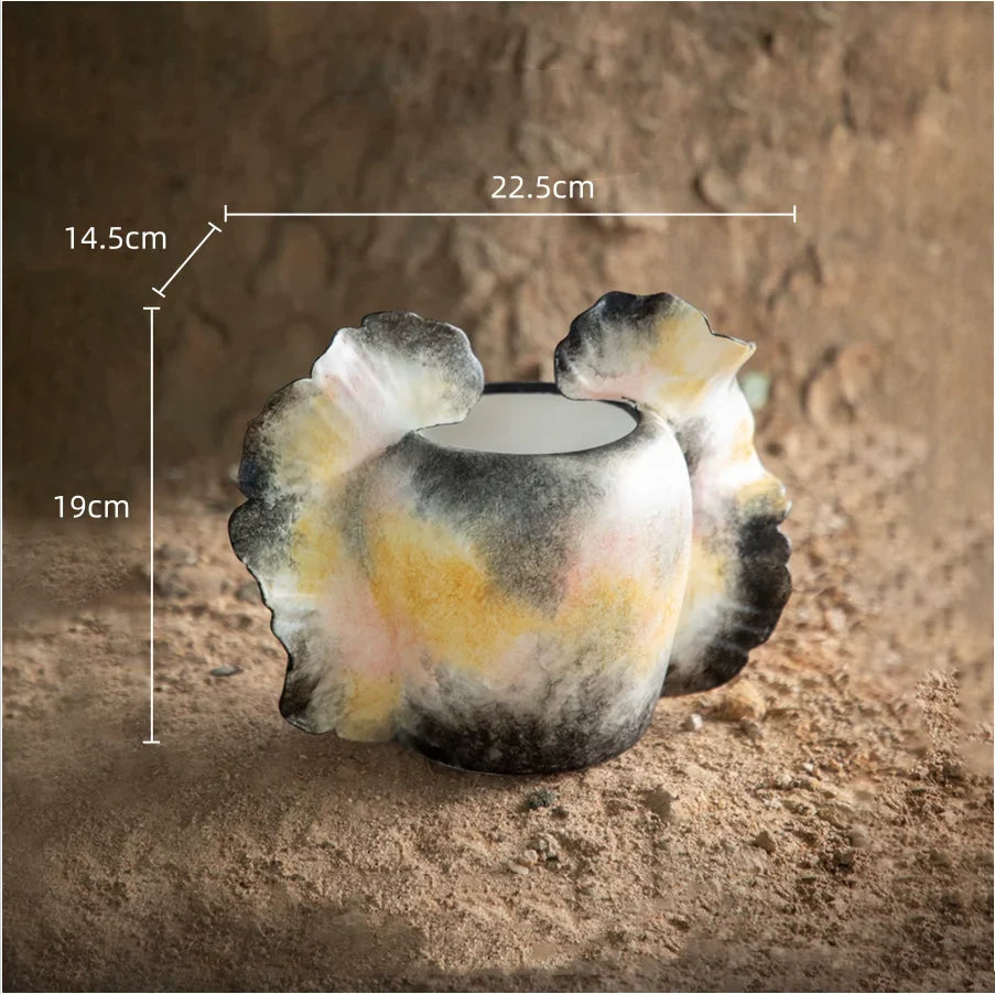 Afralia™ Wavy Wings Hand-painted Ceramic Vases: Unique Floral Decor & Home Accessory