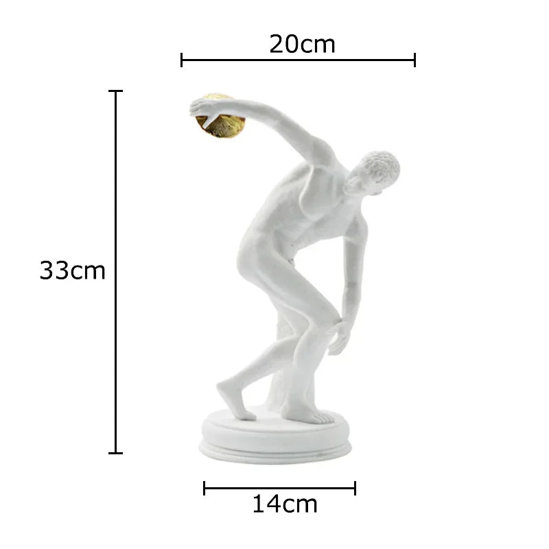 Afralia™ Discus Thrower Resin Sculpture Athlete Desk Decoration Ornaments