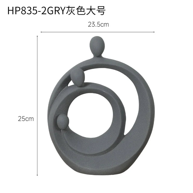 Afralia™ Abstract Family Sculpture Set Geometric Home Decoration Ornaments