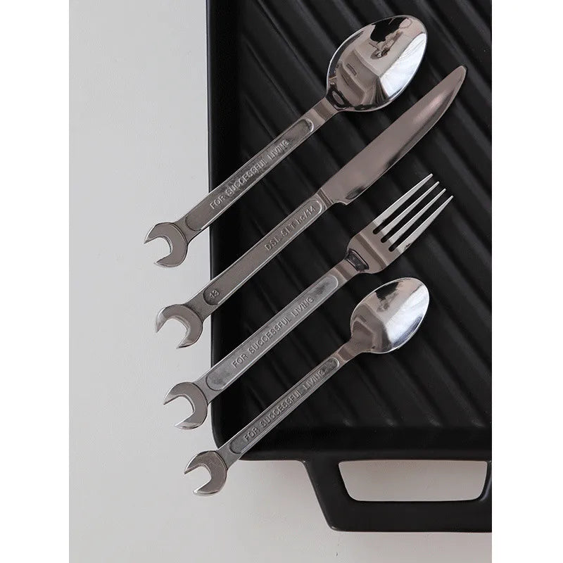 Afralia™ Stainless Steel Cutlery Set - Wrench Knife Fork Spoon Kitchen Accessories