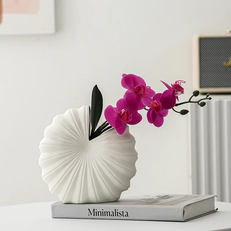 Afralia™ Shell Nautilus Snail Ceramic Vase Semicircle - Home Decor & Flower Arrangement
