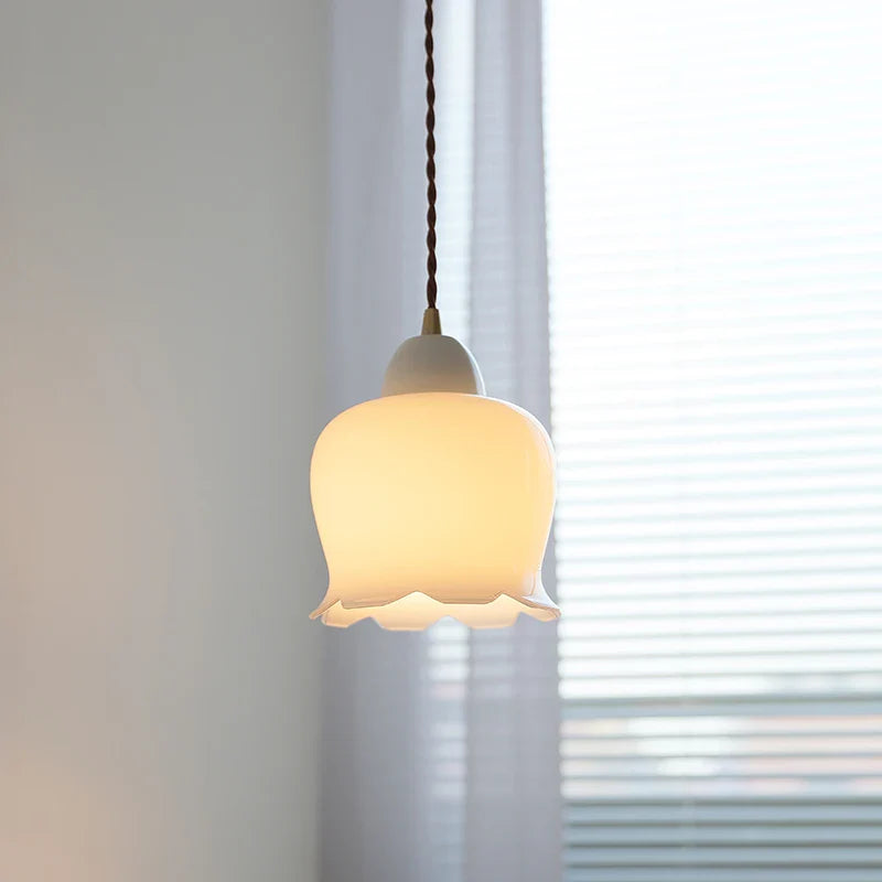 Afralia™ White Glass LED Pendant Light Nordic Modern Adjustable Hanging Light