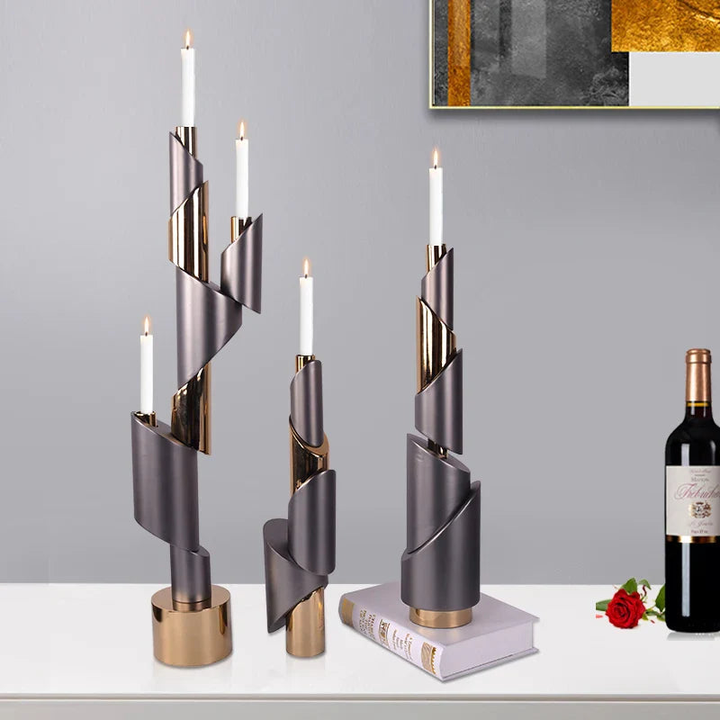 Afralia™ Geometric Helical Pipe Candle Holder for Home Decor and Centerpieces