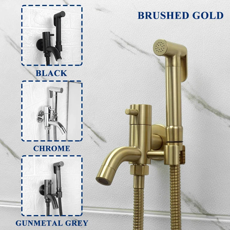 Afralia™ Brass Dual Purpose Bidet Faucet Set for Bathroom Sprayer and Shower