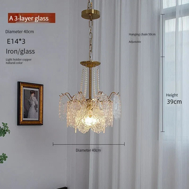 Afralia™ Clear Glass LED Chandelier: Modern French Style Hanging Fixture for Bedroom, Living Room & Kitchen
