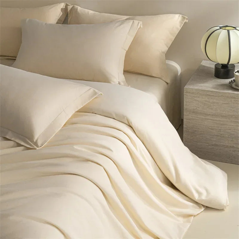 Afralia™ Solid Color 100% Cotton Bedding Set for Queen/King Size Beds