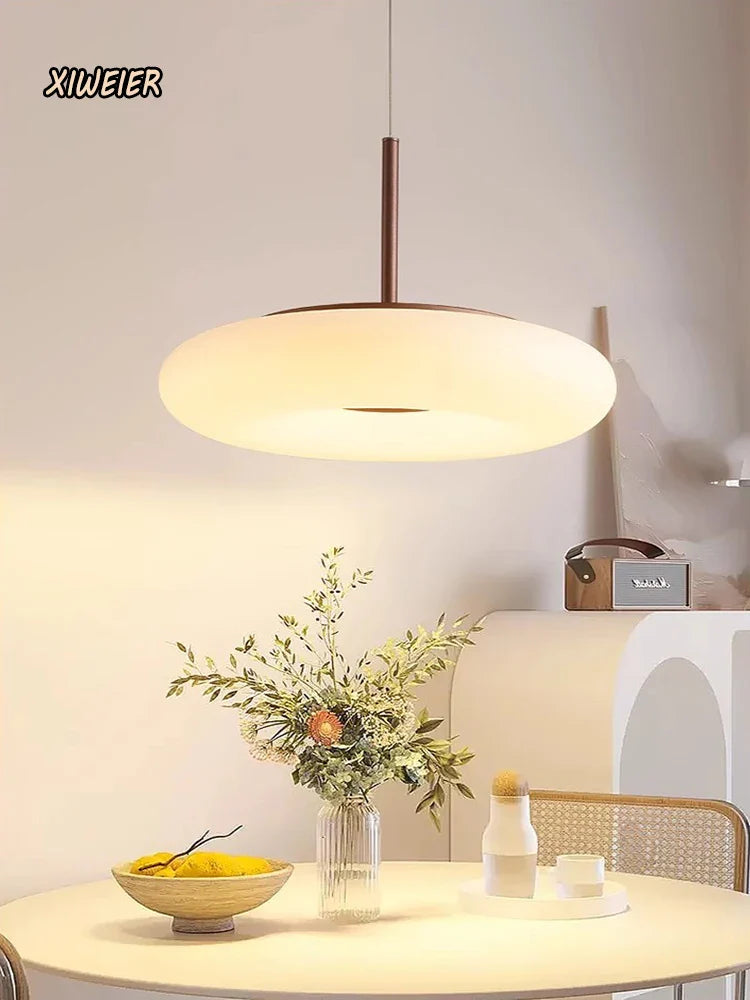 Afralia™ Modern White LED Circular Pendant Light for Restaurant, Coffee Shop, and Study