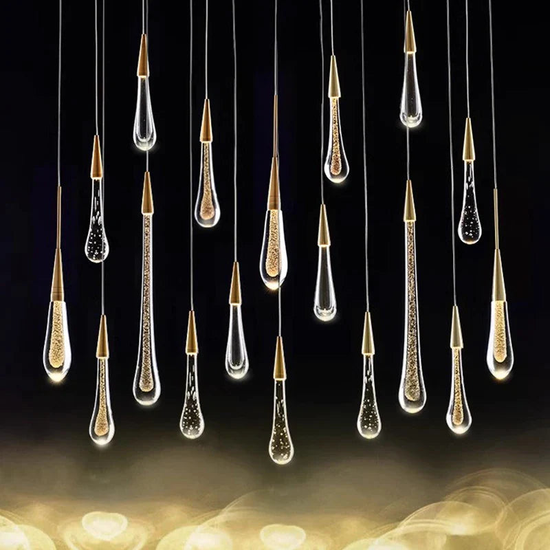 Afralia™ Waterdrop Pendant Lamp LED Lighting for Bedroom Living Room Kitchen Stairwell