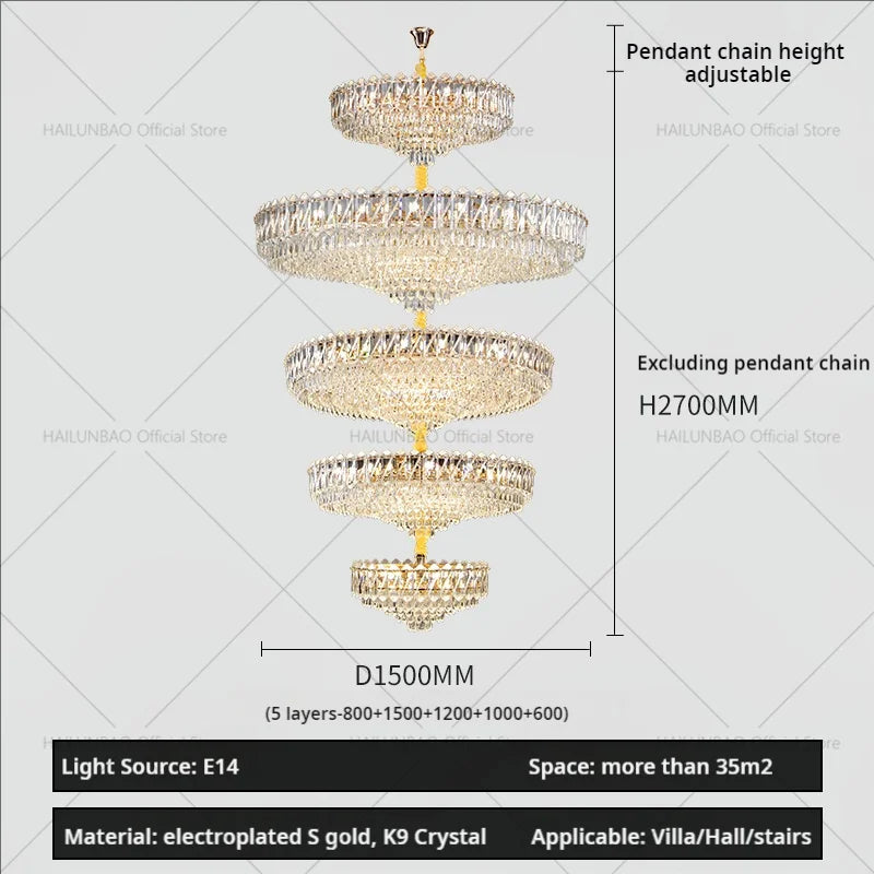 Afralia™ Crystal Living Room Chandelier: Modern Luxury High-Rise Villa Personality Creative Hotel Décor