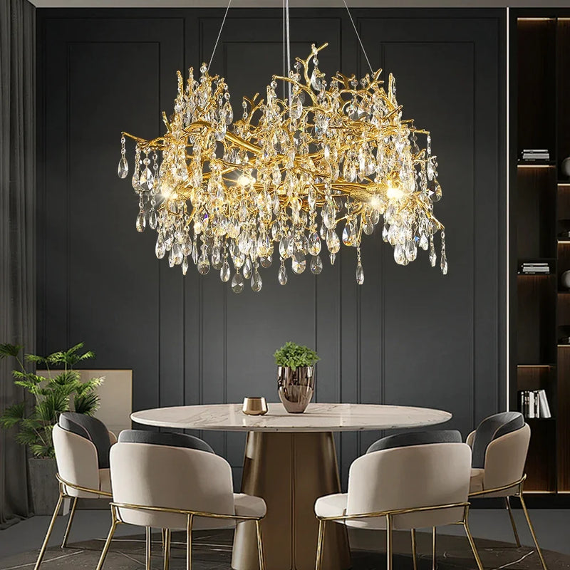 Afralia™ Luxury Luster Indoor Chandelier Lighting for Living Room, Hotel, and Restaurant