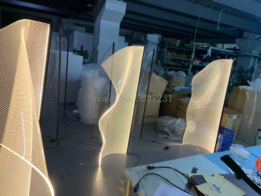 Afralia™ Modern Grid Acrylic Floor Lamp for Living Room Decor Bedroom LED Floor Lamp