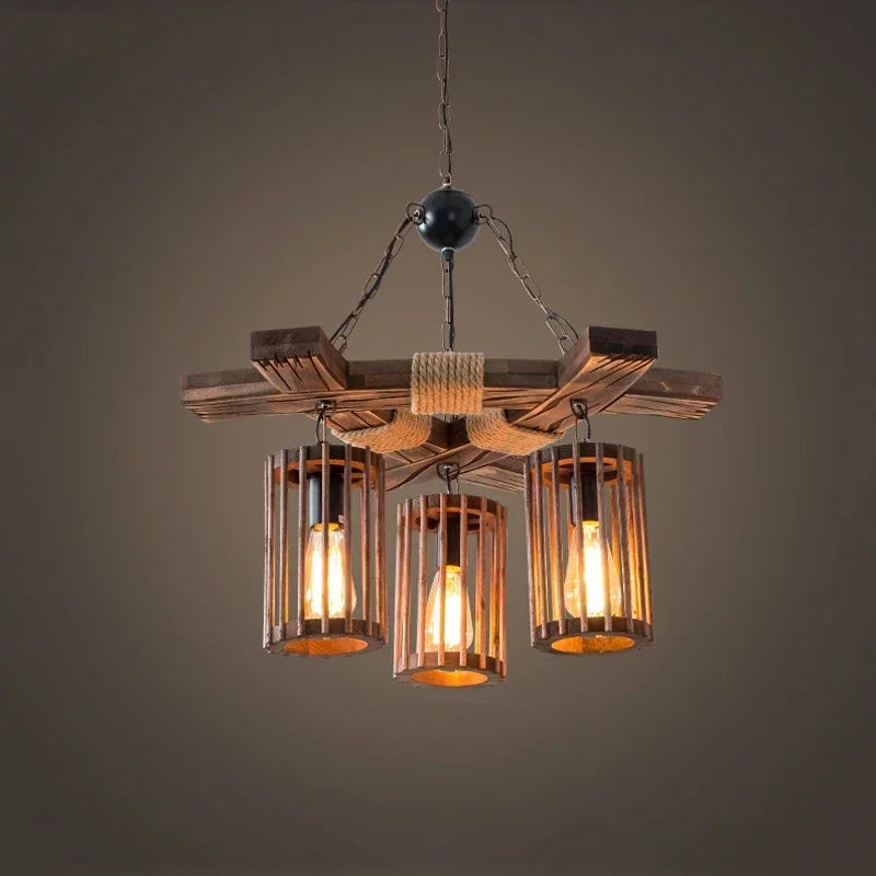 Afralia™ Retro Hemp Rope Chandelier Pendant Lamp for Bar and Restaurant