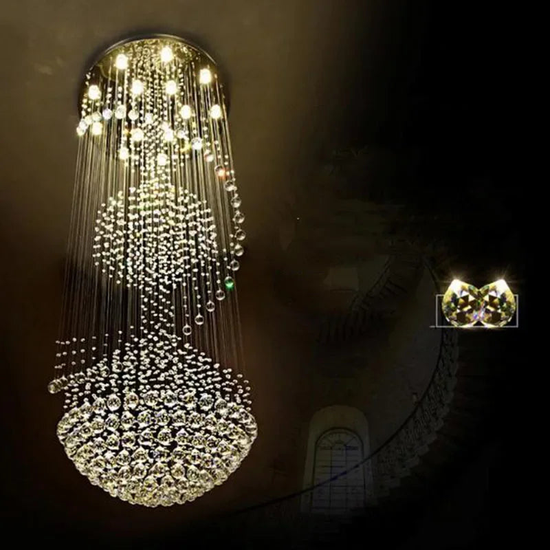 Afralia™ Modern Spiral Crystal Chandelier - Luxury Rain Drop Flush Mount Ceiling Light