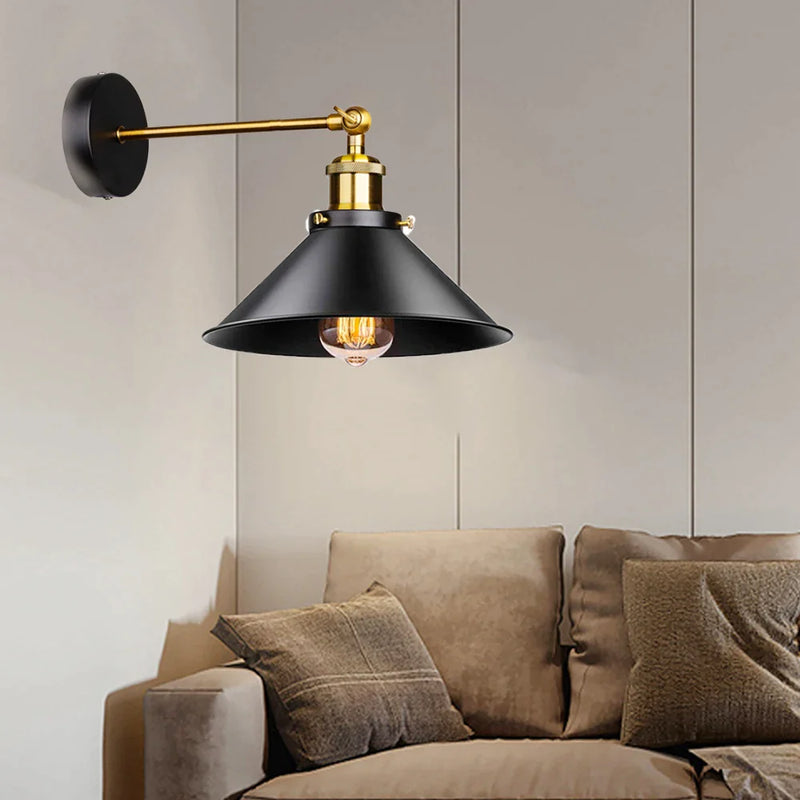 Afralia™ Loft Industrial Wall Lamp Vintage Black Metal E27 Edison Bulb 110V/220V