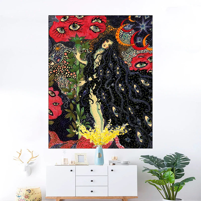 Afralia™ Celestial Floral Tapestry Wall Hanging for Hippie Dorm Decor