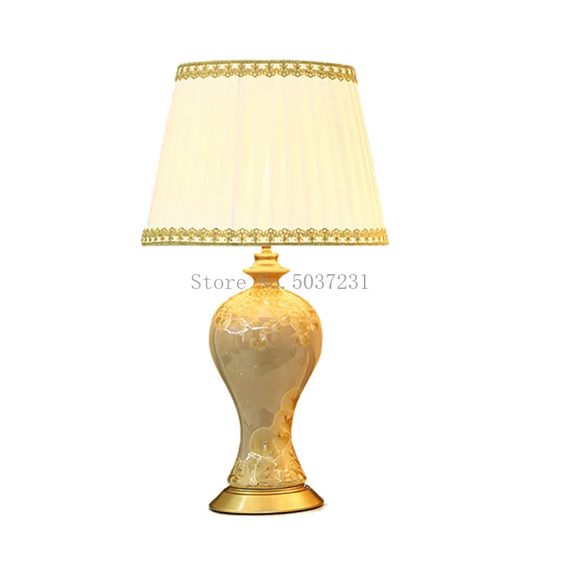 Afralia™ Country Ceramic Table Lamp for Eye Protection, Bedroom Decor & Study